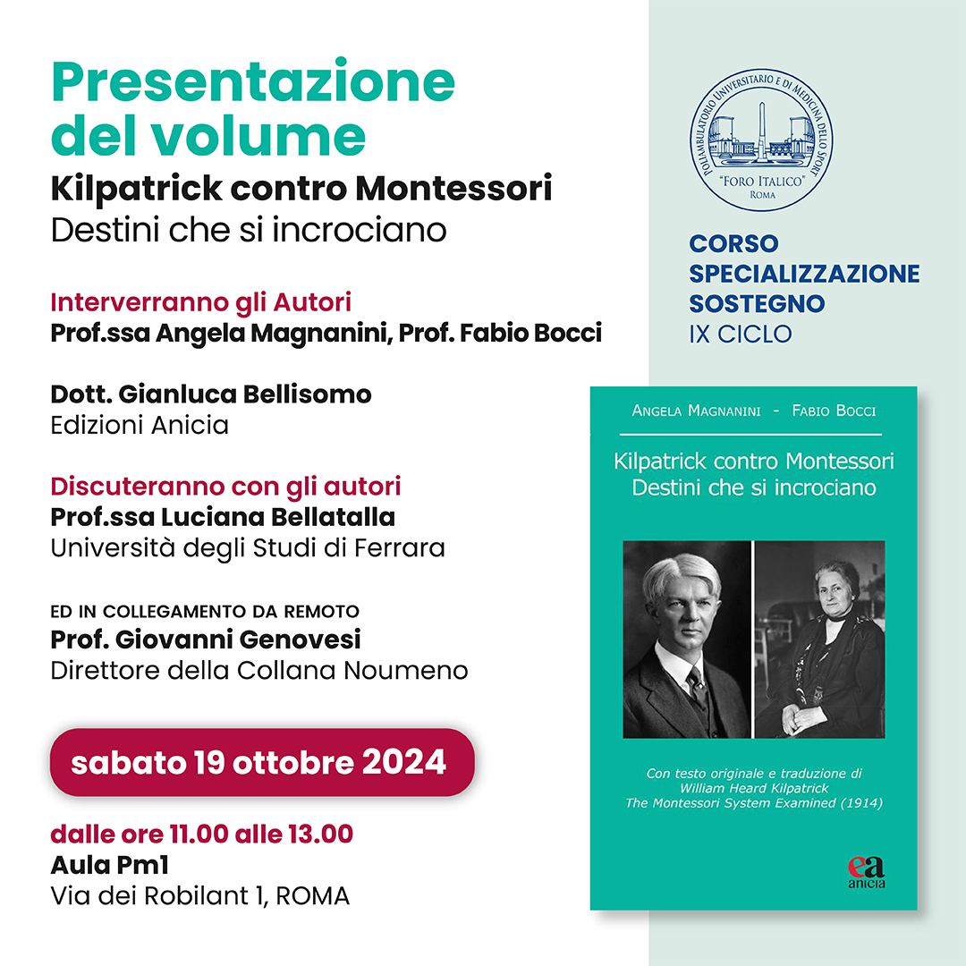 Presentazione del libro “Kilpatrick contro Montessori Destini che si incrociano”